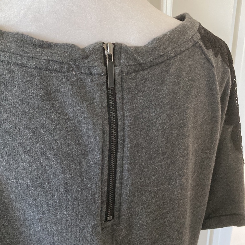LOFT medium dress gray with short sleeves lace casual - Picture 9 of 12